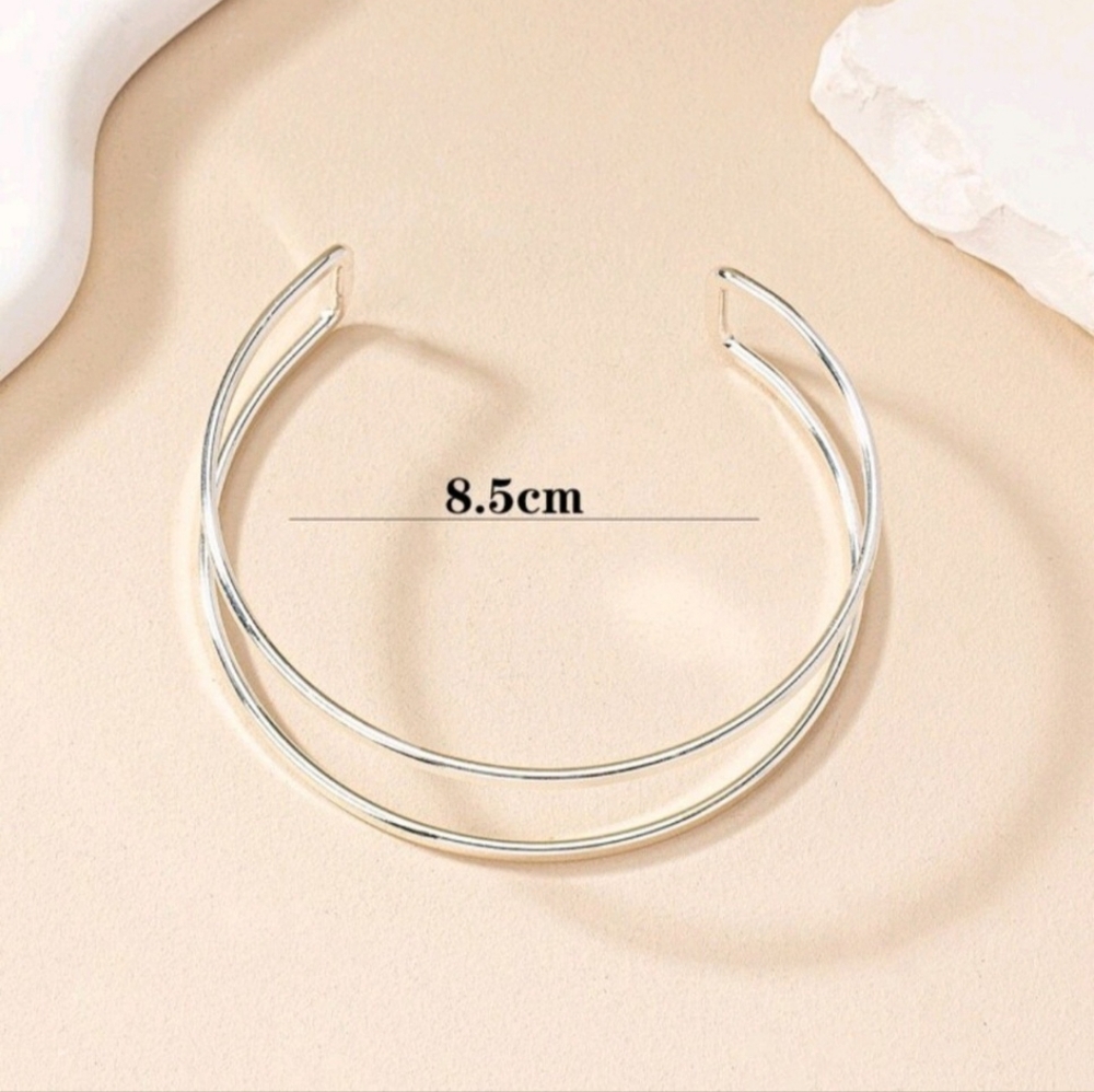 Silver Minimalist Layered Arm Cuff ~ New - Picture 4 of 4